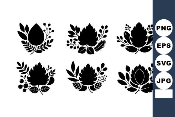 Black Silhouette Floral Decorative Graphics