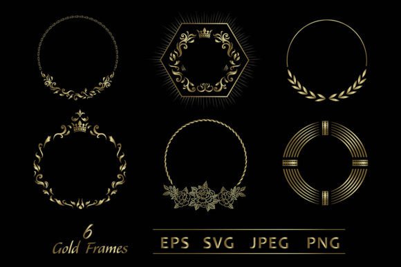 Bundle of 6 Decorative Gold Frames: Graphics for Creative Selling
