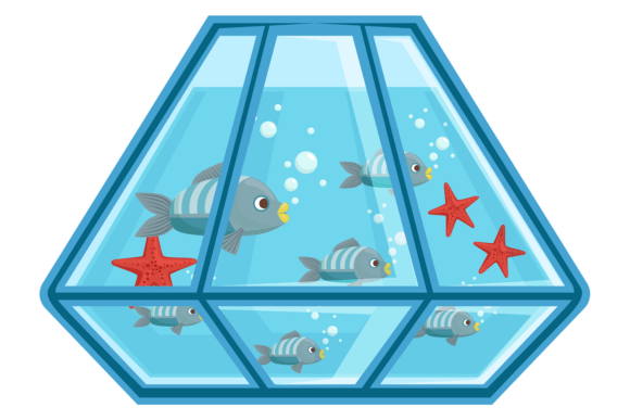 Decorative Aquarium with Fish Graphics