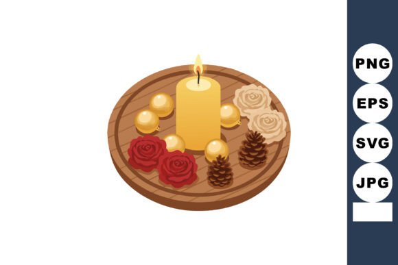 Decorative Candle Centerpiece with Red a: Graphics and Illustrations for Crafters