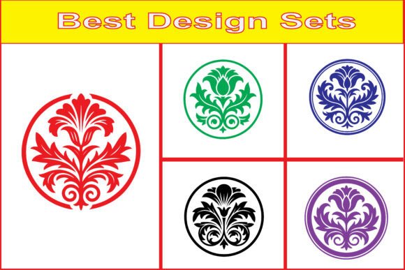 Decorative Floral Badge Vector Pack for Graphics and Illustrations