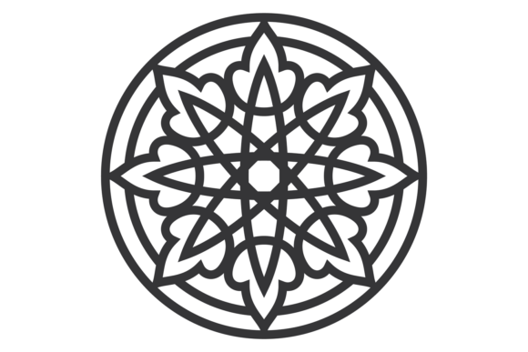 Decorative Floral Circle Ornament. Round Graphics