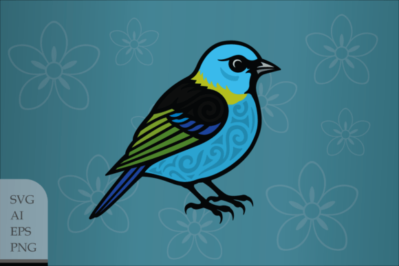 Decorative Green Headed Tanager Graphics and Illustrations
