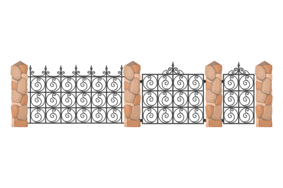 Decorative Ornate Forged Gate: Graphics & Illustrations