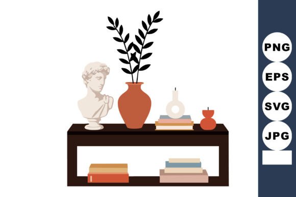 Decorative Shelf with Classical Bust Sta