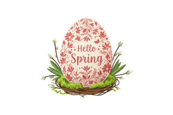 Decorative Spring Egg Nestled in a Rusti Graphics