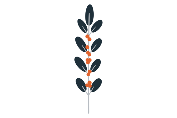 Floral Branch Icon: Graphics for Winter Design
