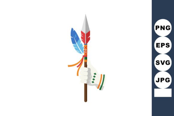 Hand Holding Decorative Spear with Color: Graphics and Illustrations