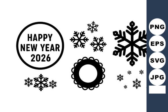 Happy New Year 2026 Decorative Snowflake