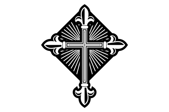 Holy Cross Black Icon. Decorative Christ Graphics