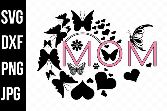 Mom, Decorative Butterflies, Hearts
