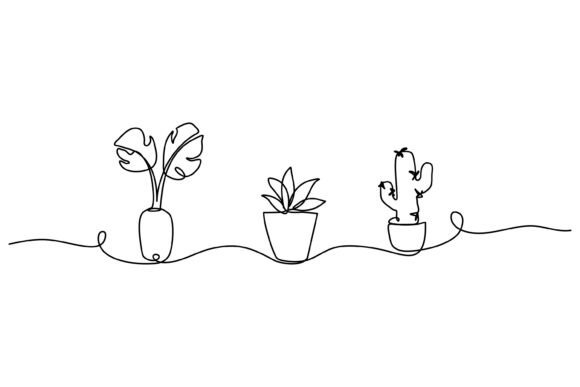 One Line of Decorative Plants: Graphics & Illustrations