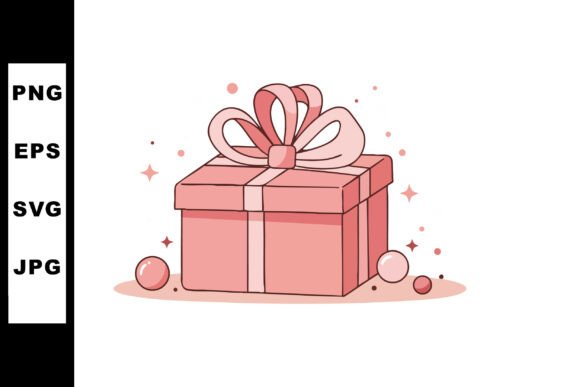 Pink Gift Box with Ribbon and Decorative