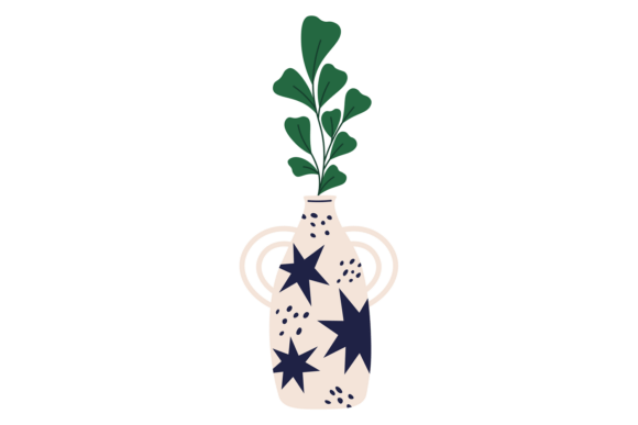 Spring Botany Branch in Decorative Vase: Graphics for Elegant Design