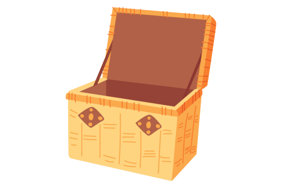 Wicker Box Color Icon. Decorative Retro