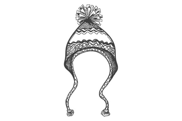 Winter Hat with Decorative Tassels Hand Graphics